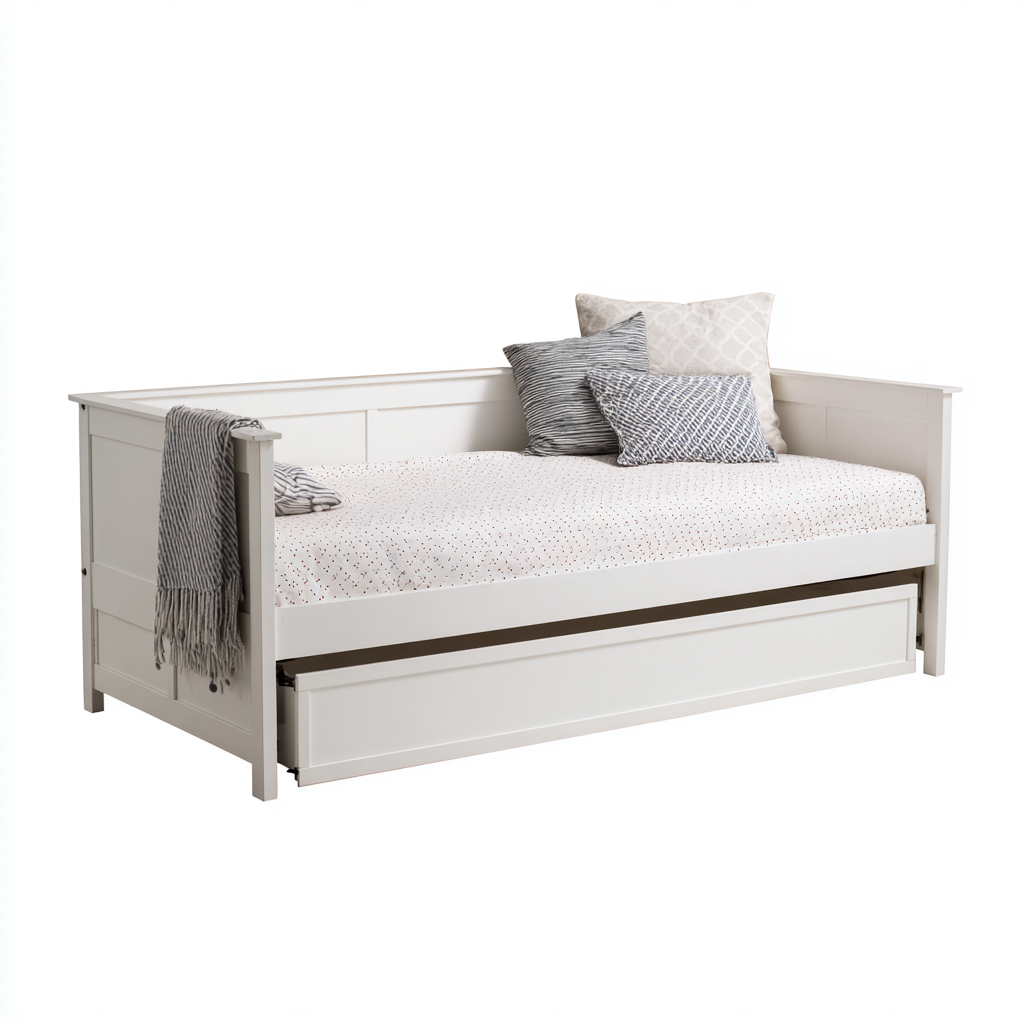 Sofá cama madera 210x100x95 cm blanco - adecuado para dormitorio - diseño moderno-Miviahanest