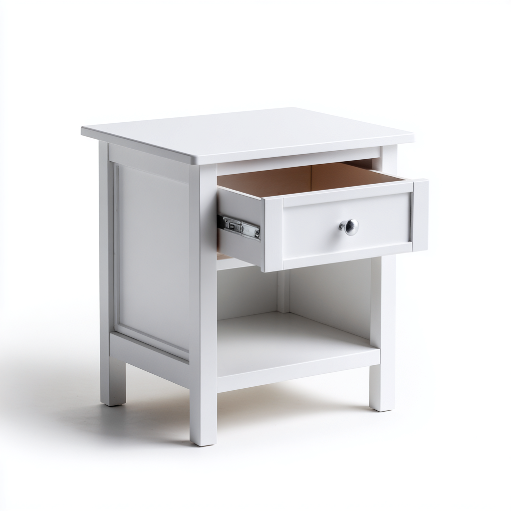 Mesita de noche - MDF - madera - 50x35x62 cm - blanco - apto para dormitorio - estilo minimalista-Miviahanest