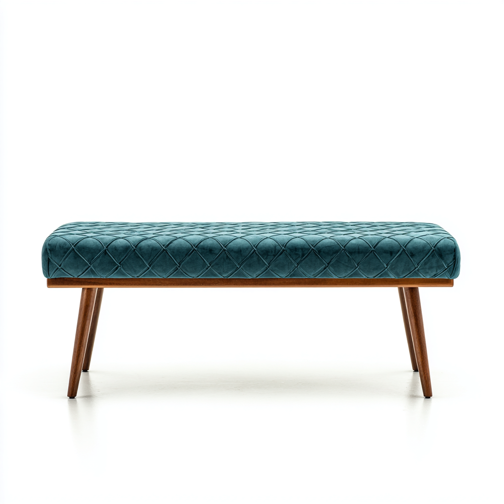 Banco de dormitorio apto para dormitorio tapizado en tela 110x40x45 cm - verde petróleo - diseño moderno-Miviahanest
