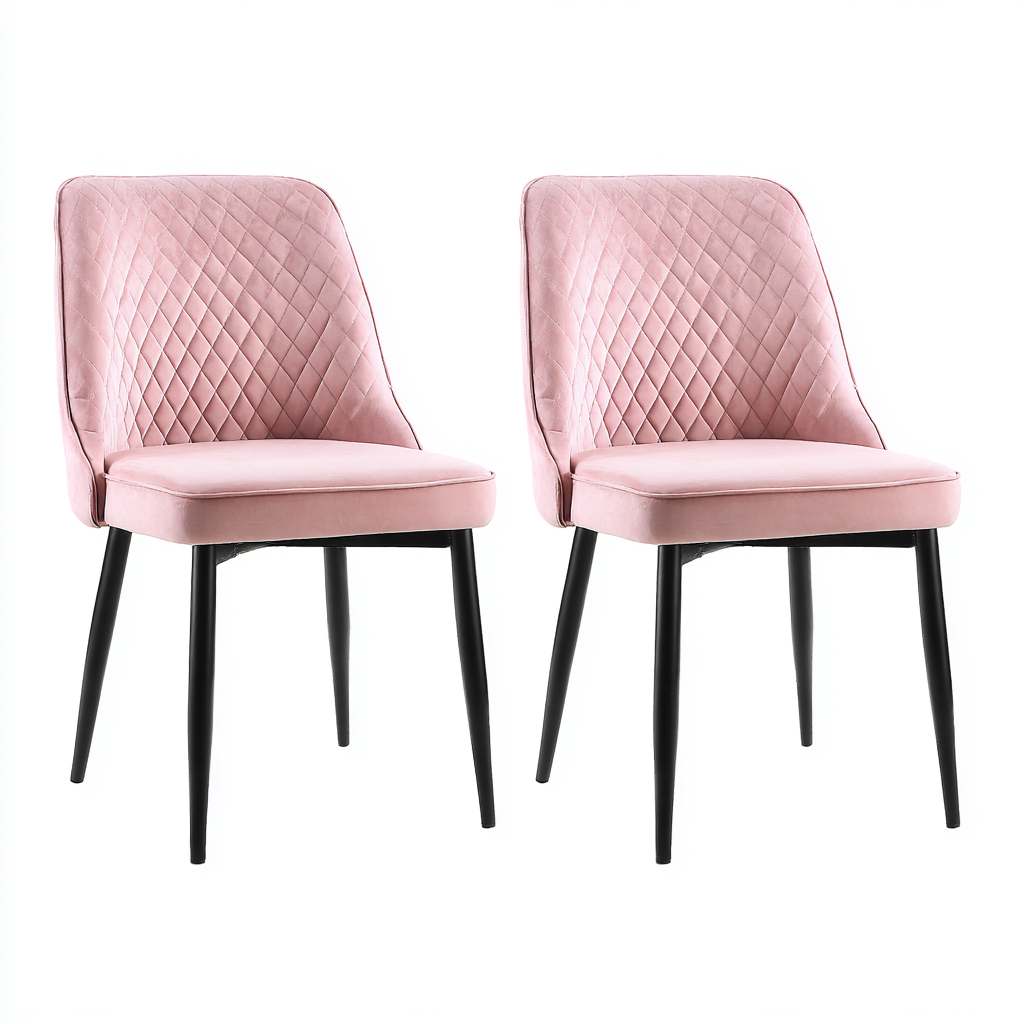 Silla de comedor tapizada en terciopelo 60x50x85 cm - Rosa - Diseño moderno apta para comedor-Miviahanest