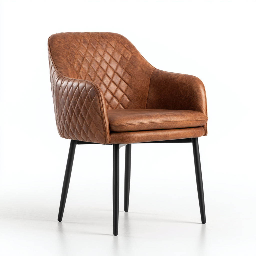 Silla de comedor tapizada en piel sintética 58x54x82 cm - marrón - negro - diseño moderno para comedor-Miviahanest