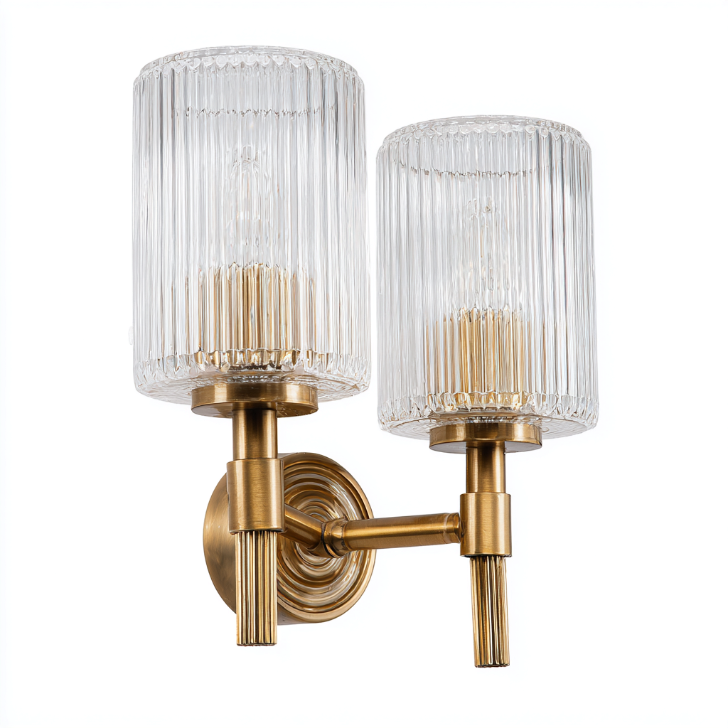 Aplique de pared metal y cristal 23x15x31 cm - dorado - transparente - estilo clásico apto para interiores-Miviahanest