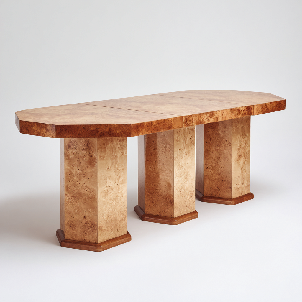 Mesa de comedor apto para comedor madera diseño octogonal 220x110x76 cm - marrón - estilo clásico-Miviahanest