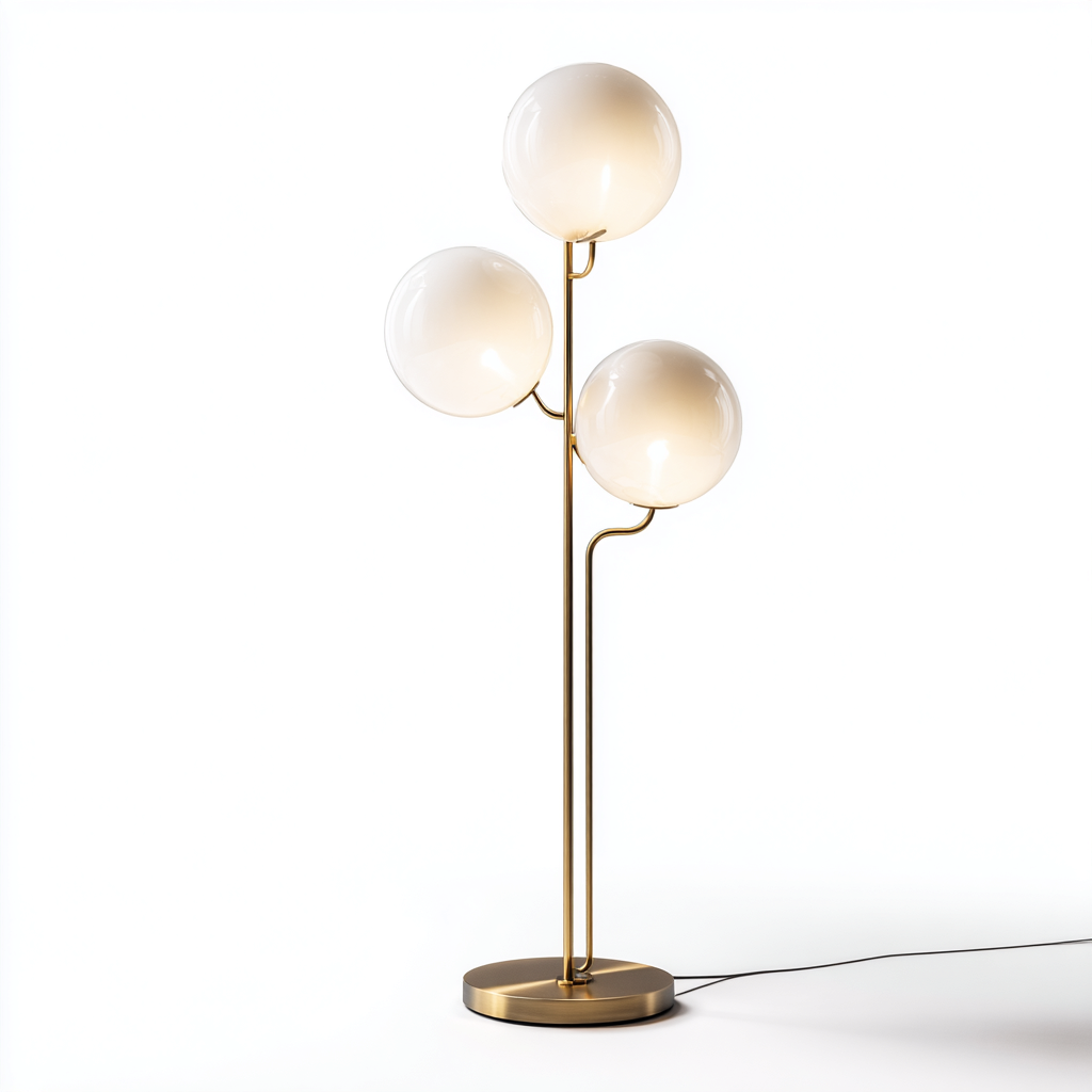Lámpara de pie metal y vidrio 40x40x165 cm - dorado - opal - para salón - dormitorio - diseño moderno-Miviahanest