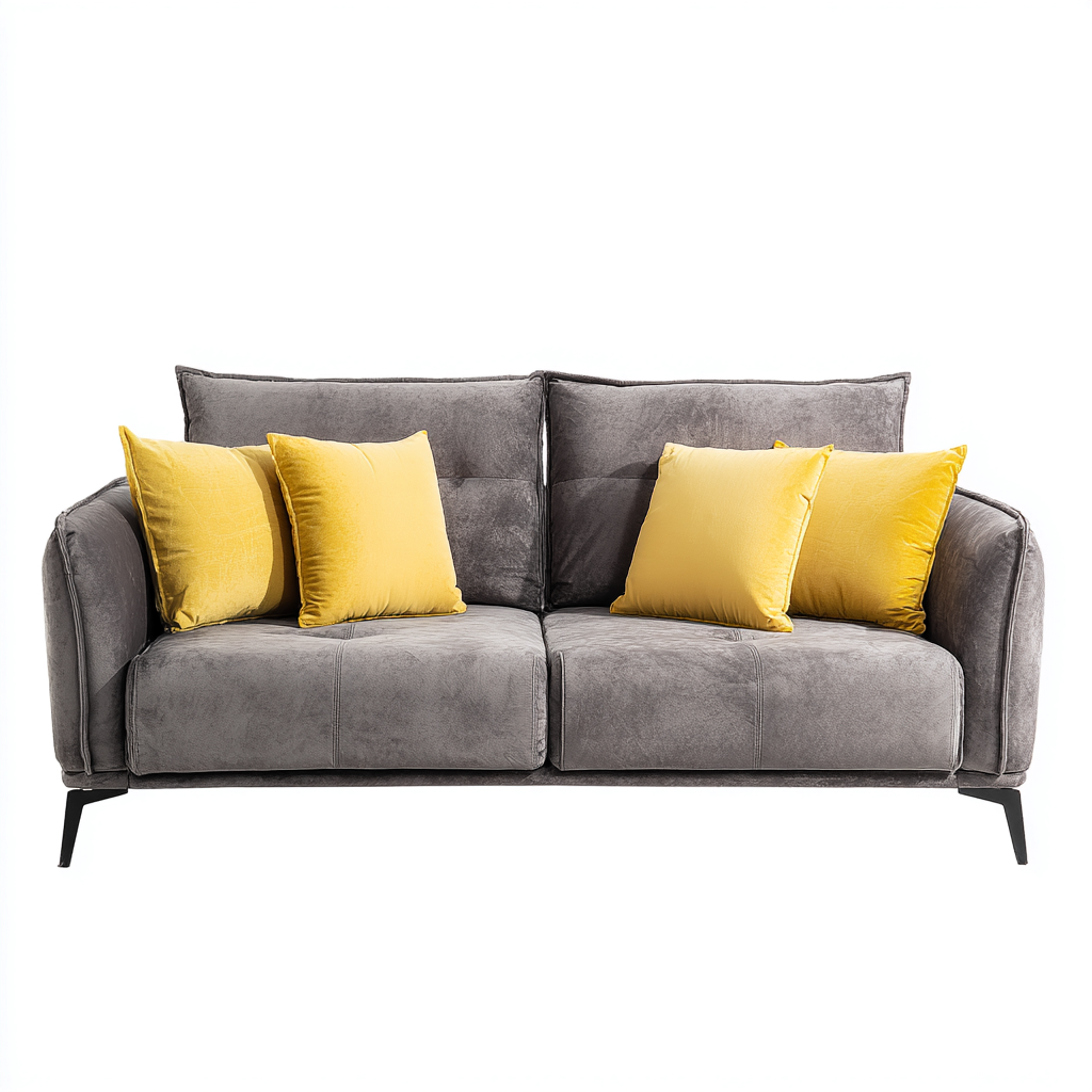 Sofá lineal tapizado en tela 175x85x90 cm - gris - apto para salón - diseño moderno-Miviahanest