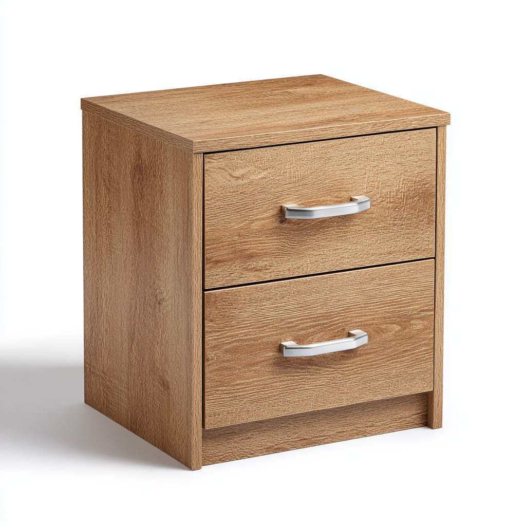 Mesita de noche madera 46x35x53 cm - roble claro - estilo moderno apto para dormitorio-Miviahanest