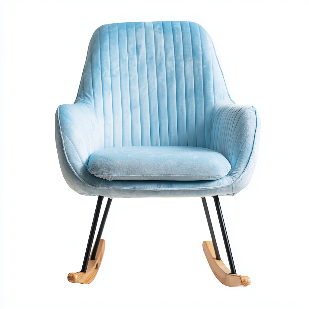 Mecedora tapizada terciopelo 100x75x95 cm - azul claro - diseño moderno - apta para salón-Miviahanest