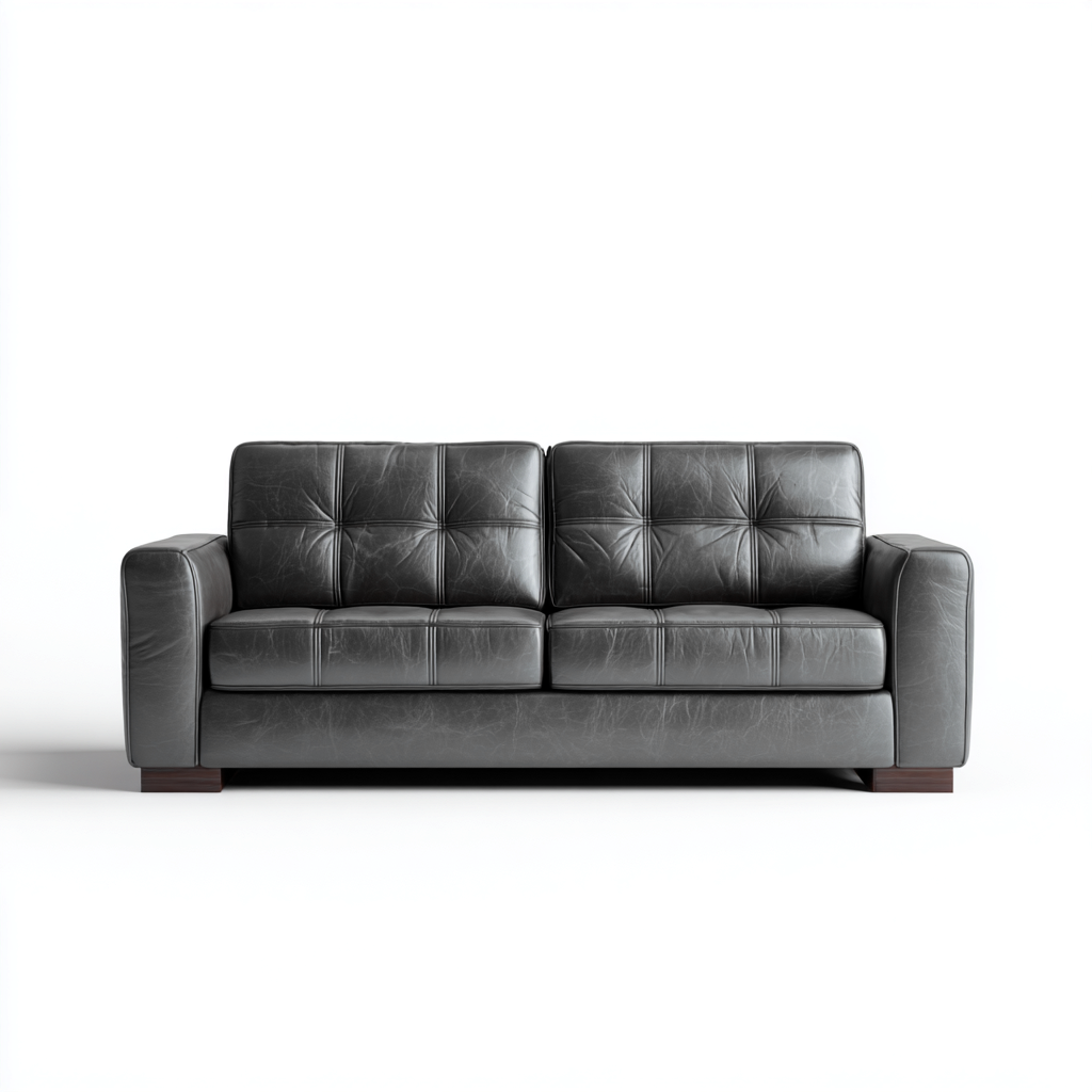 Sofá lineal cuero 178x94x92 cm - negro - para salón - diseño moderno-Miviahanest