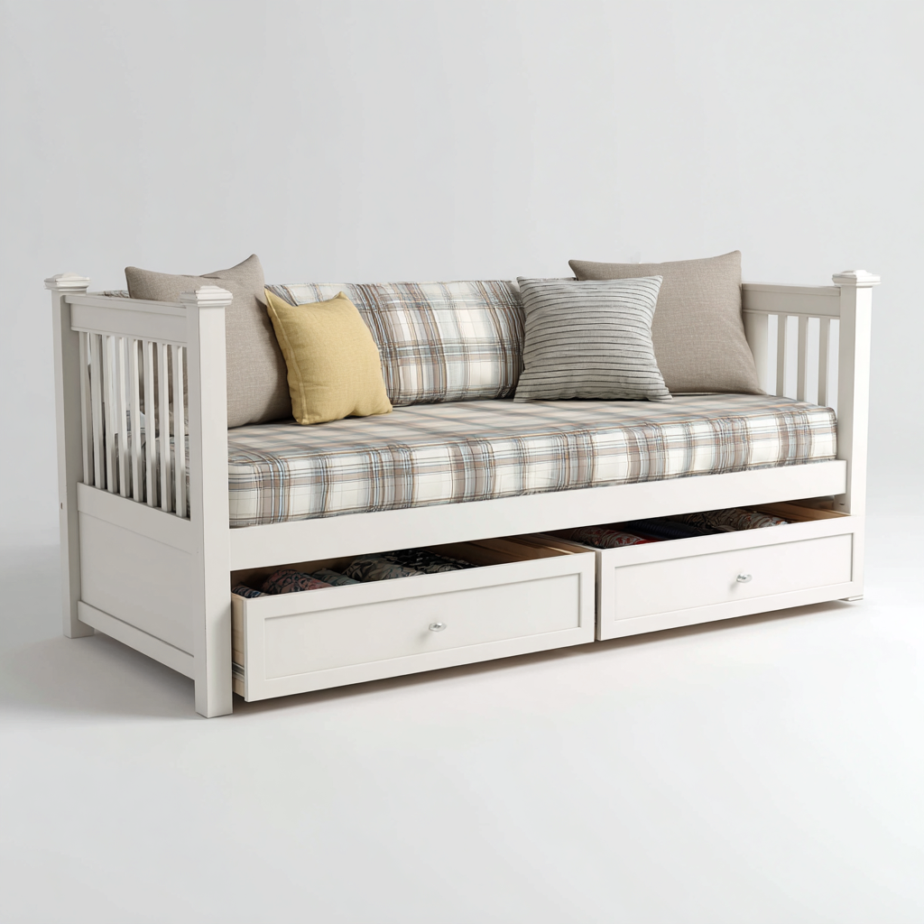 Sofá cama madera 195x95x90 cm - blanco - diseño moderno con almacenamiento apto para dormitorio-Miviahanest