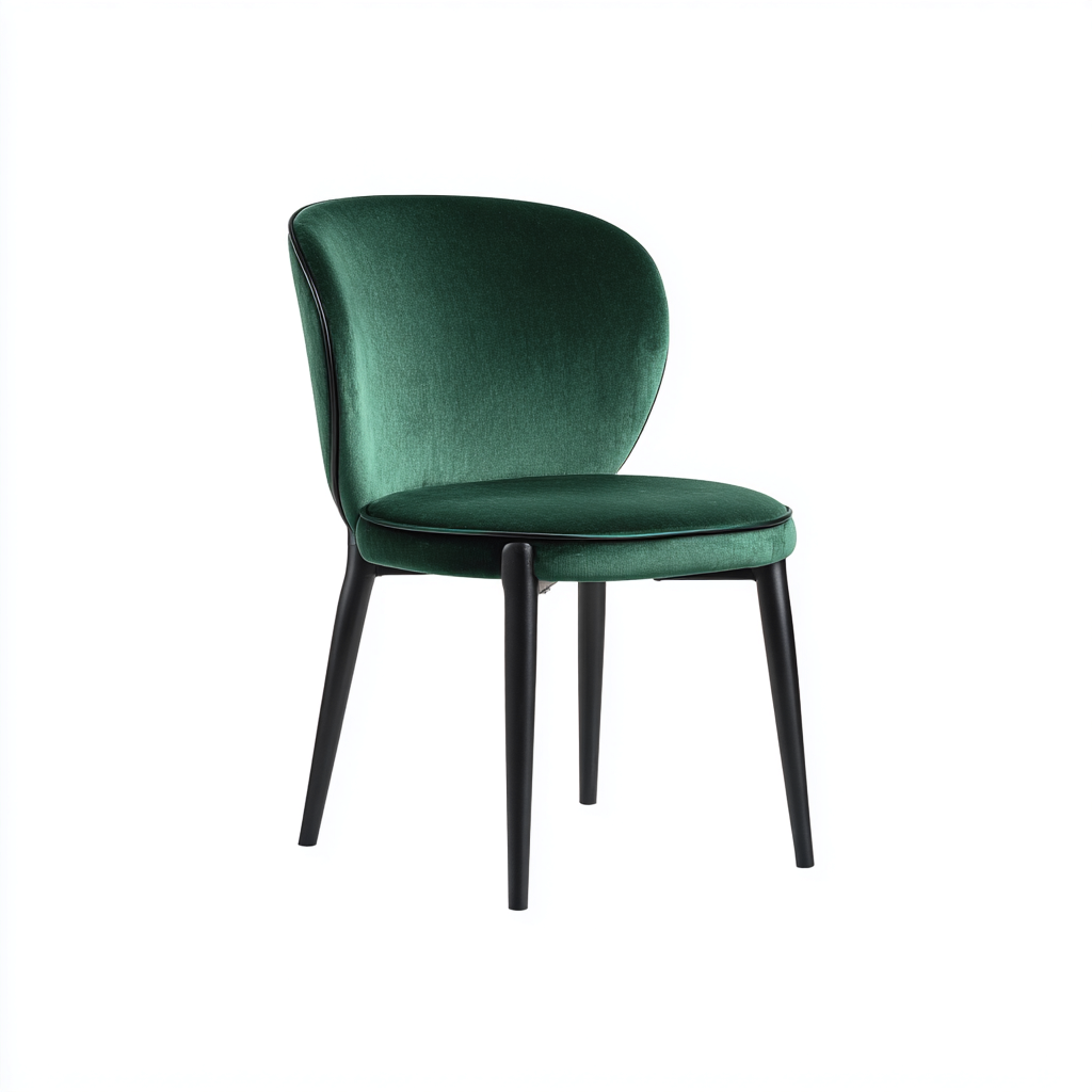 Silla de comedor tapizada en terciopelo con patas metálicas 48x45x82 cm - verde - negro - apto para comedor - diseño moderno-Miviahanest