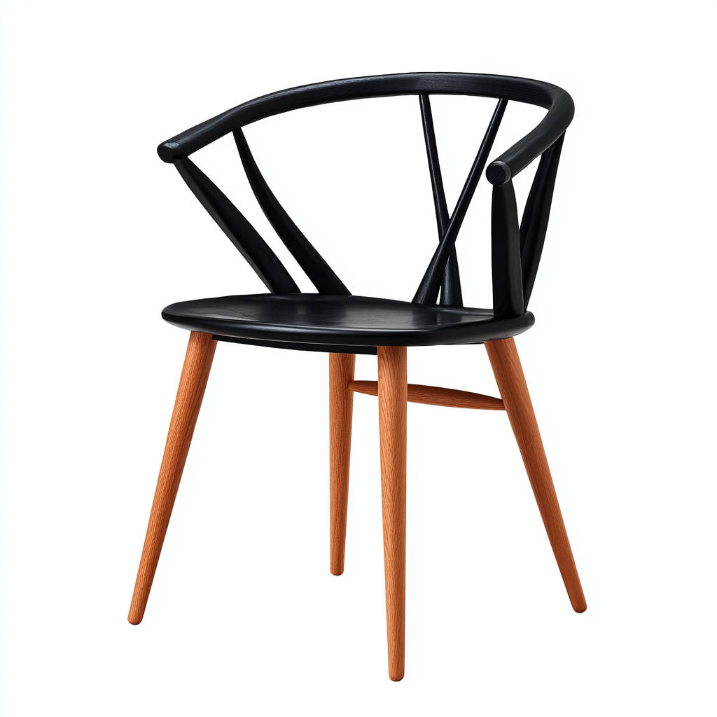 Silla de comedor madera y asiento negro 52x50x78 cm - negro - madera natural - diseño moderno para comedor-Miviahanest