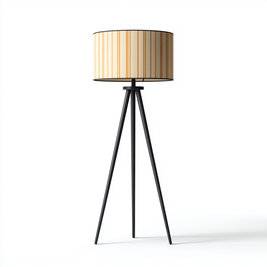 Lámpara de pie metal - tela 42x42x158 cm - Negro - Beige - Diseño moderno para salón-Miviahanest