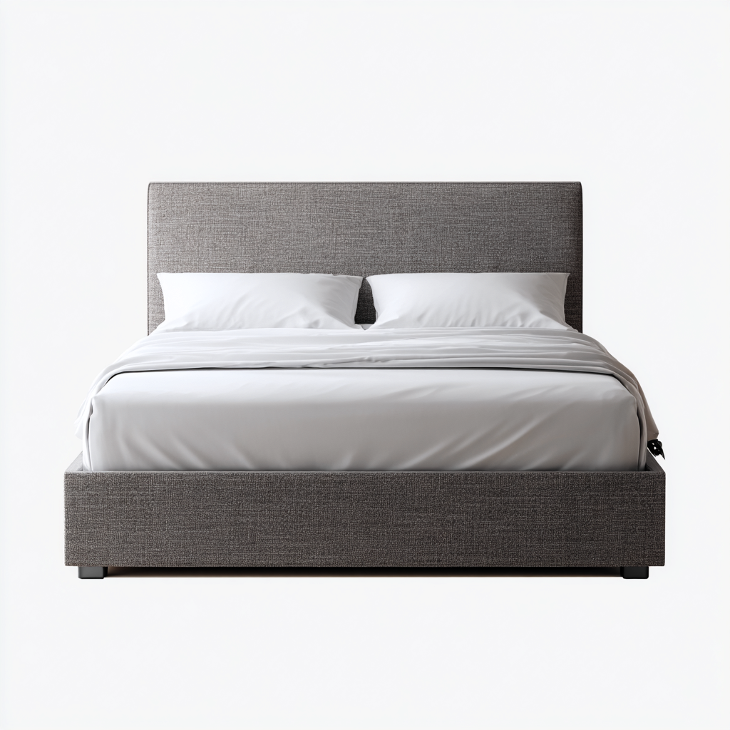 Cama matrimonial tapizada 200x180x108 cm gris para dormitorio diseño moderno-Miviahanest