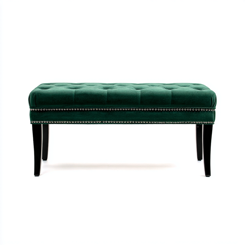 Banco de dormitorio tela 110x40x47 cm - verde oscuro - adecuado para dormitorio - estilo clásico-Miviahanest