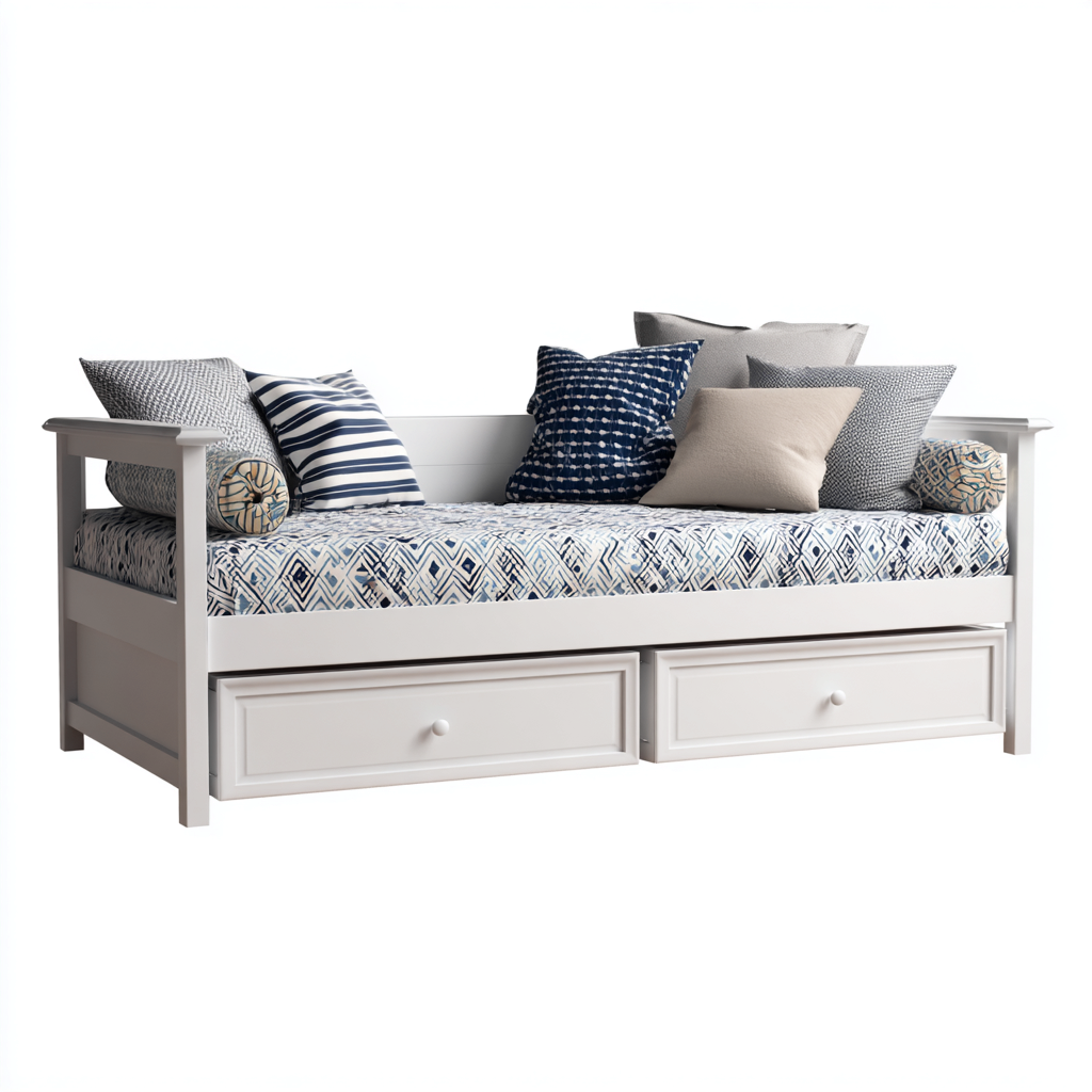 Sofá cama madera 210x100x95 cm blanco - adecuado para dormitorio - diseño moderno-Miviahanest
