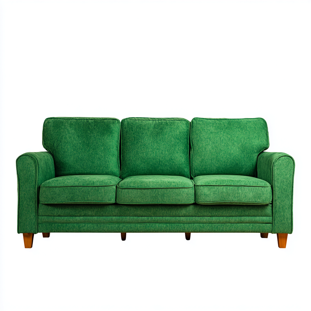 Sofá lineal tapizado en tela 210x90x88 cm - verde - apto para salón - diseño moderno-Miviahanest