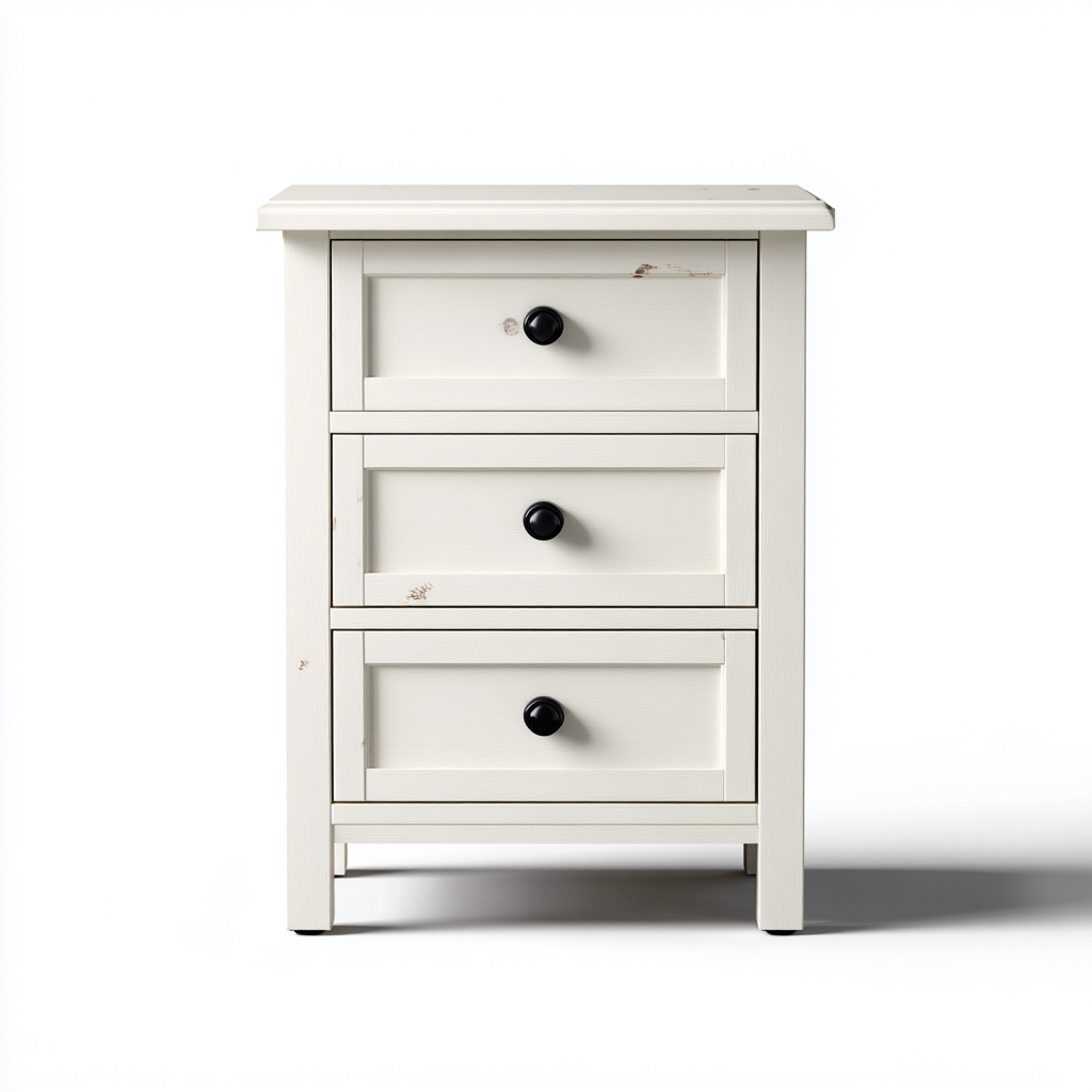 Mesita de noche madera 56x39x70 cm - blanco - estilo rústico apto para dormitorio-Miviahanest