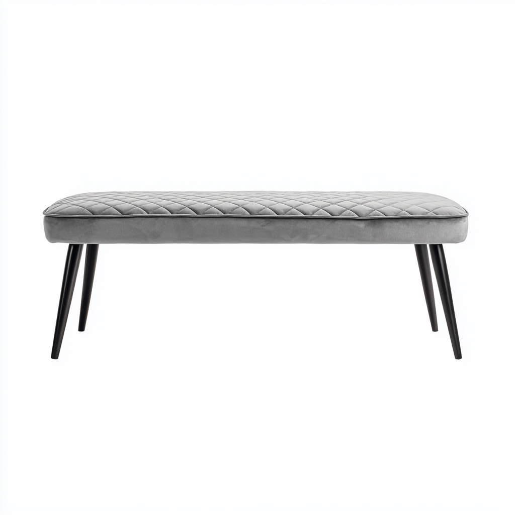 Banco de dormitorio tapizado en tela 100x40x45 cm - gris - diseño moderno apto para dormitorio-Miviahanest