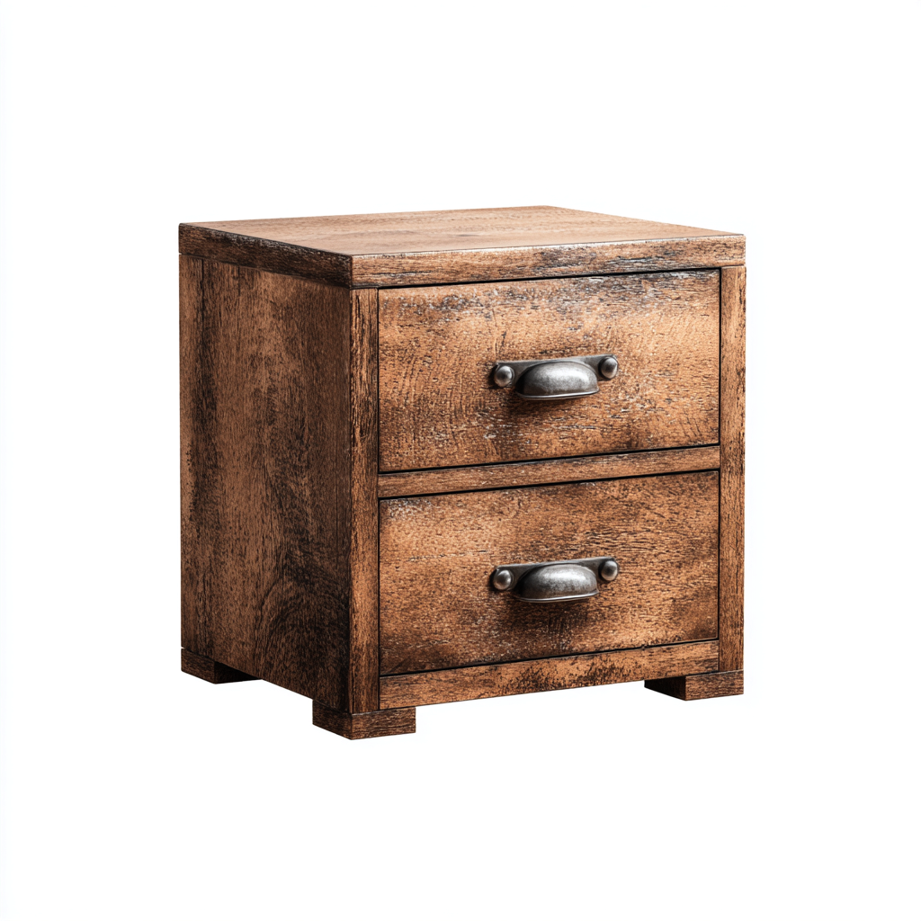 Mesita de noche madera 45x34x52 cm - marrón - estilo rústico apto para dormitorio-Miviahanest
