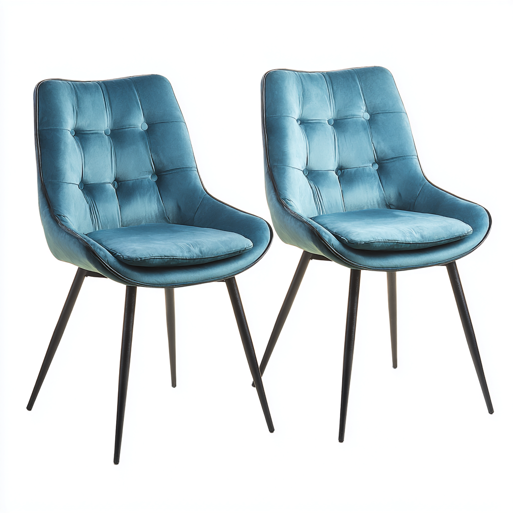 Silla de comedor tapizadas en terciopelo 52x48x86 cm - azul - apto para comedor - diseño moderno-Miviahanest