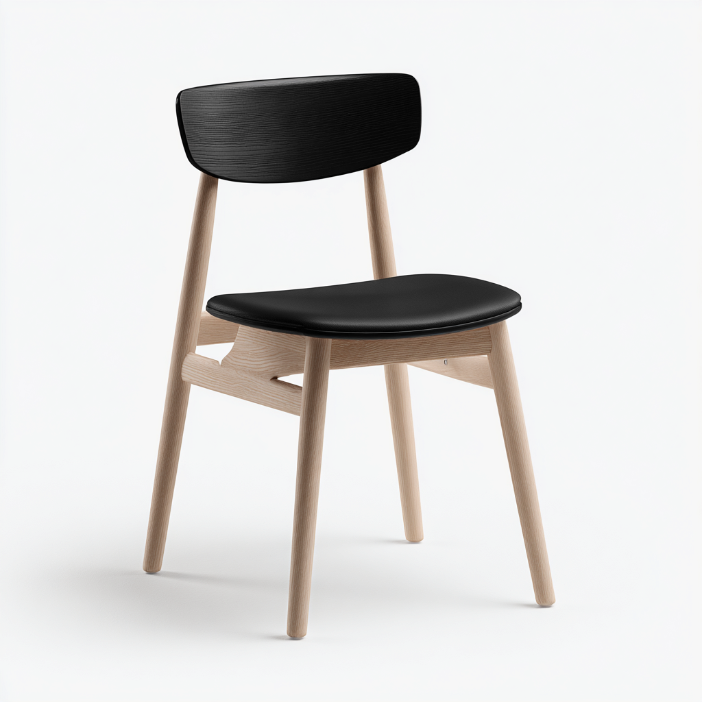 Silla de comedor madera tapizada 45x50x80 cm - negro - madera natural - diseño moderno para comedor-Miviahanest
