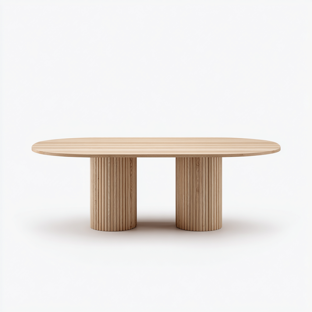 Mesa de comedor madera maciza 180x90x75 cm - madera clara - diseño contemporáneo adecuado para comedor-Miviahanest
