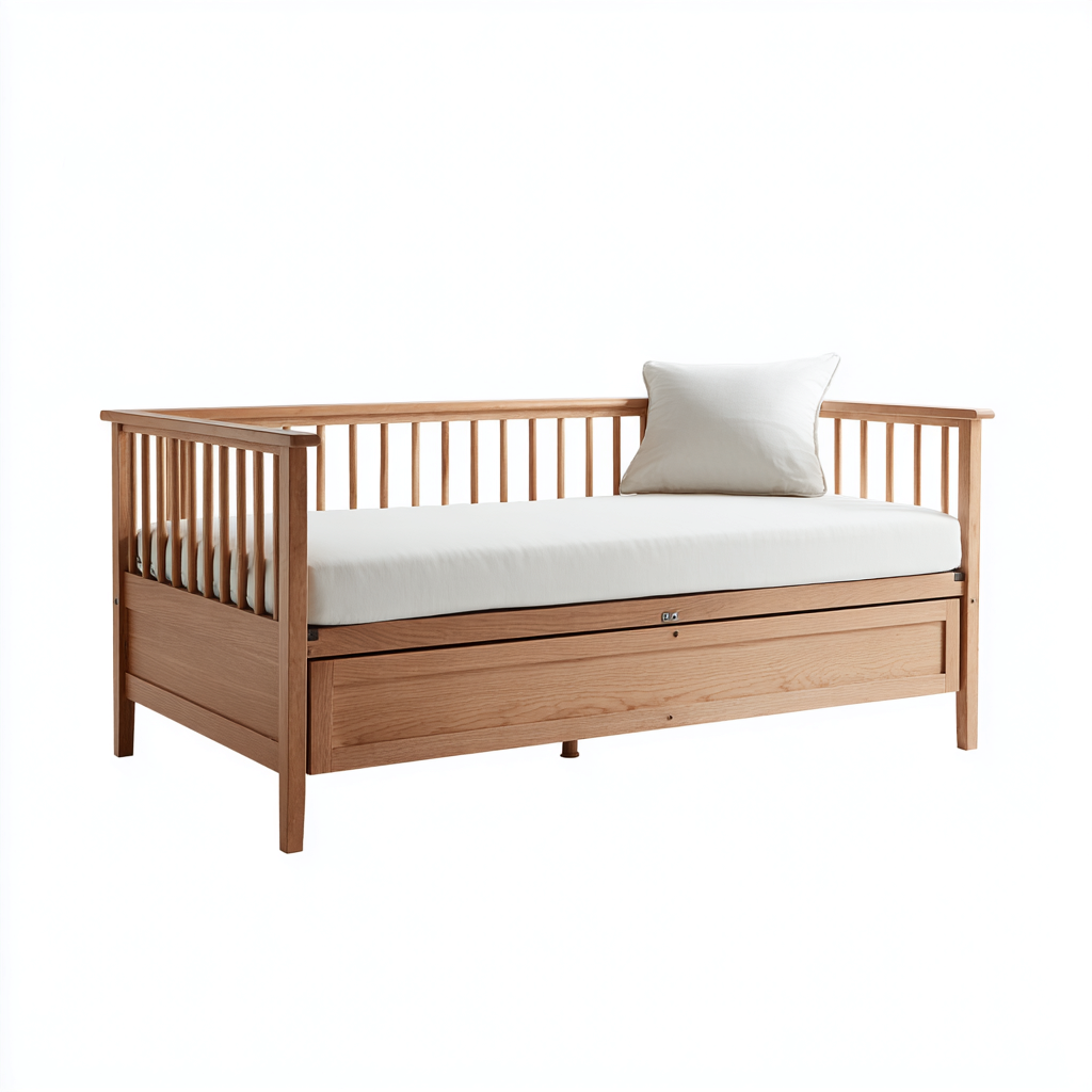 Sofá cama madera 210x100x95 cm madera natural - adecuado para dormitorio - diseño clásico-Miviahanest
