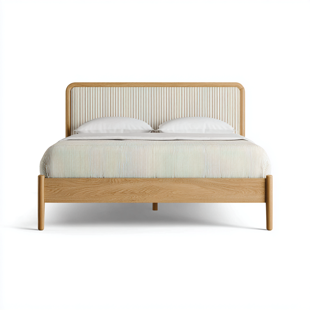 Cama matrimonial de madera 200x180x114 cm color madera para dormitorio diseño moderno-Miviahanest