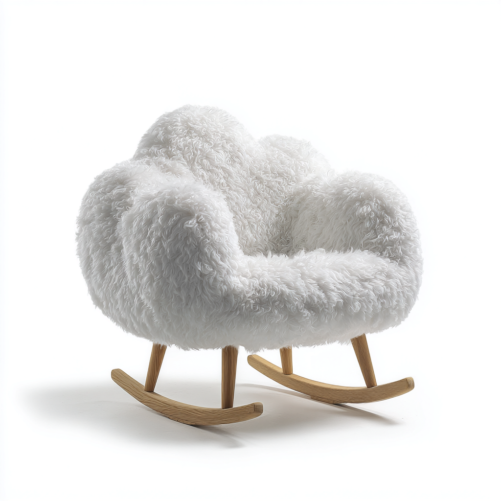 Mecedora tapizada borreguillo 92x70x80 cm - blanco - diseño moderno - apta para salón-Miviahanest