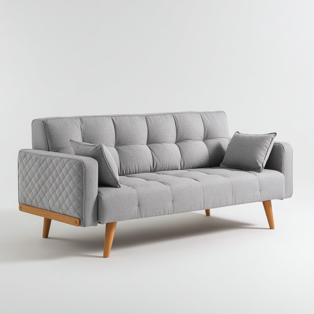 Sofá lineal tela - madera 190x88x85 cm - gris claro - para salón - diseño moderno-Miviahanest