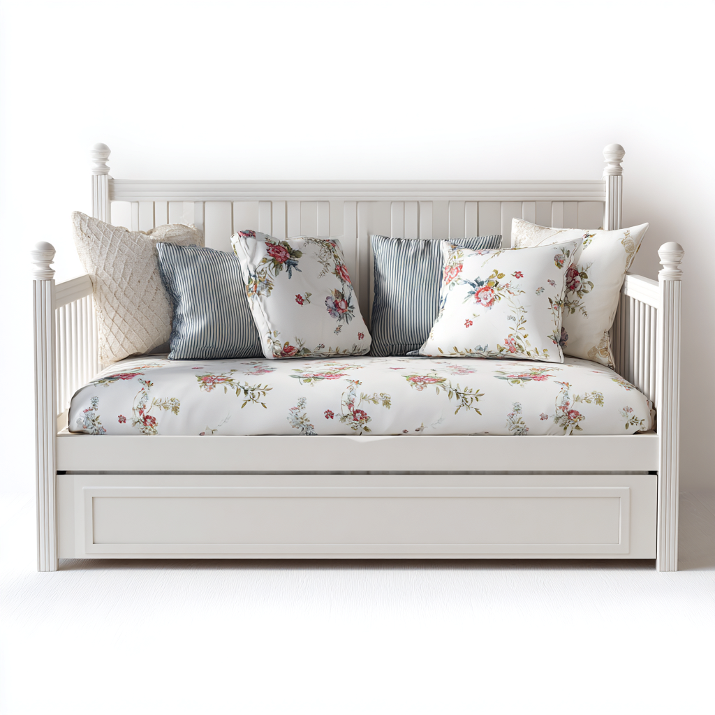 Sofá cama madera 210x100x95 cm blanco - adecuado para dormitorio - diseño clásico-Miviahanest