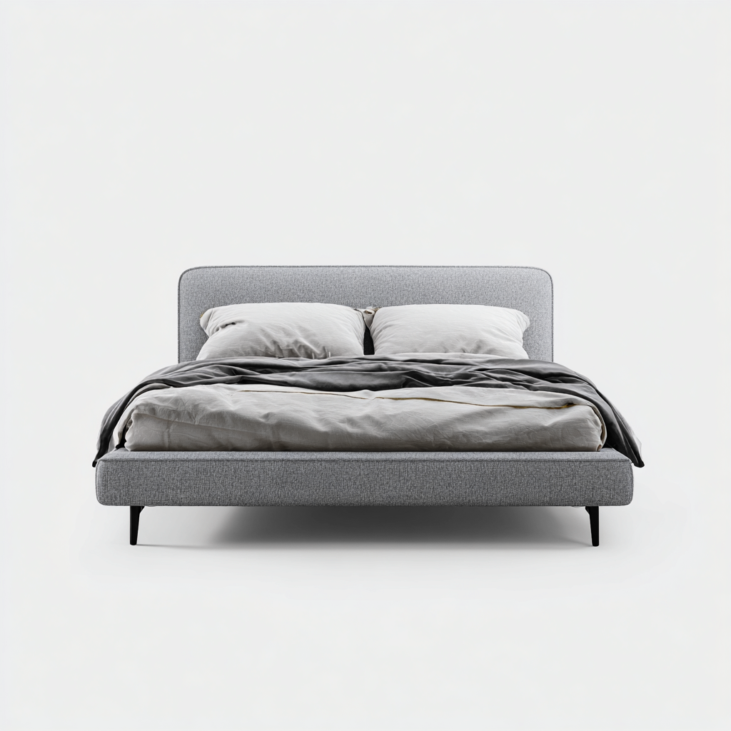 Cama matrimonial tapizada 200x180x102 cm gris para dormitorio diseño moderno-Miviahanest
