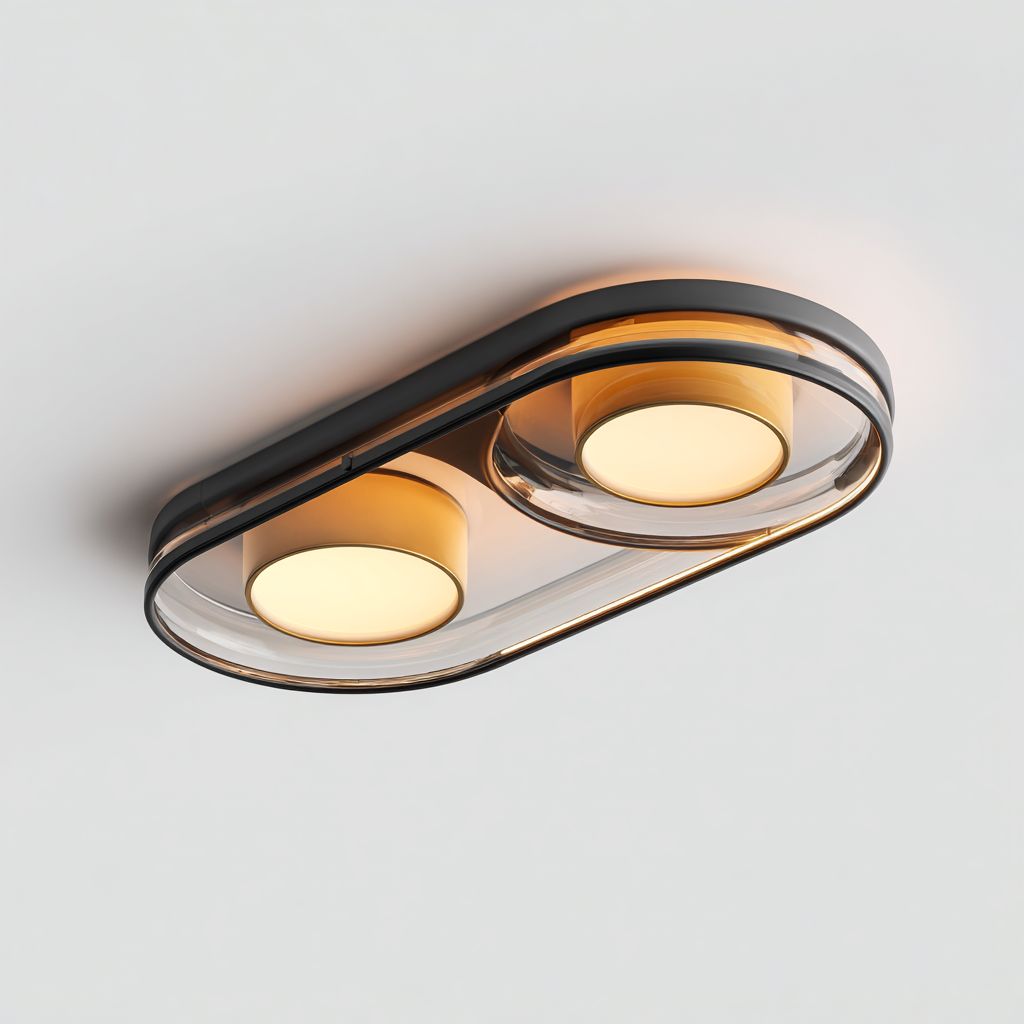 Lámpara de techo metal y cristal 30x16x9 cm - negro - ámbar - diseño moderno apta para interiores-Miviahanest