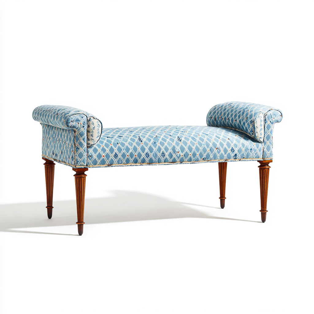 Banco de pie de cama tela - madera 120x40x60 cm - azul claro - diseño clásico para dormitorio-Monoiohome