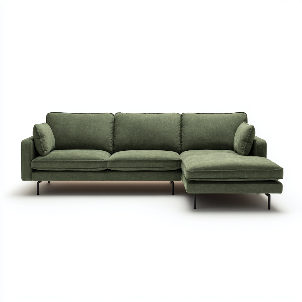 Sofá rinconera tela 270x168x88 cm - verde - diseño moderno para salón-Monoiohome
