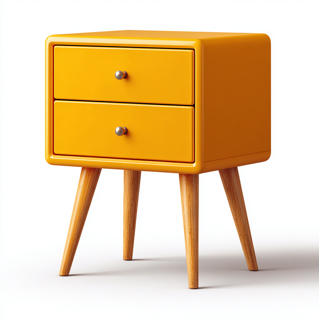 Mesita de noche madera 48x38x60 cm - amarillo - diseño moderno para dormitorio-Monoiohome
