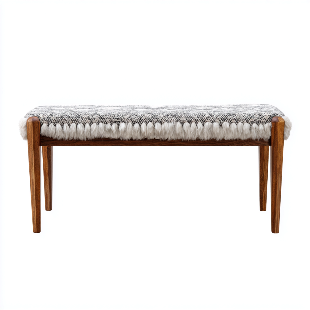 Banco de pie de cama tela - madera 110x40x48 cm - gris - blanco - diseño moderno para dormitorio-Monoiohome