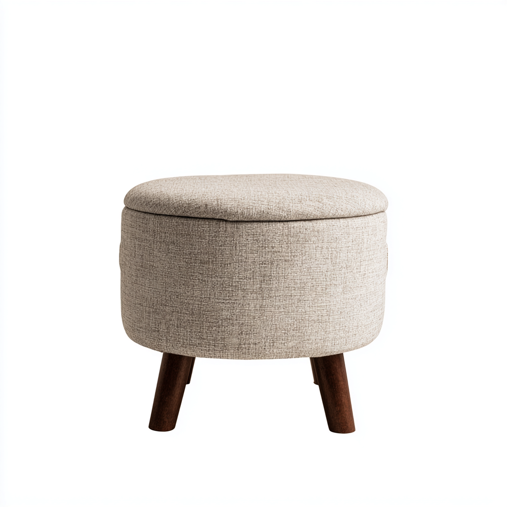 Reposapiés tapizado tela 30x30x42 cm - beige - diseño moderno para salón-Monoiohome