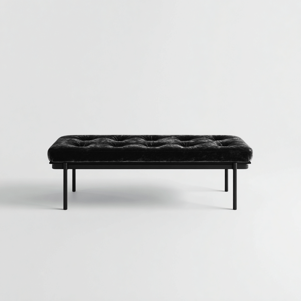 Banco de pie de cama terciopelo 120x45x46 cm - negro - diseño moderno para dormitorio-Monoiohome