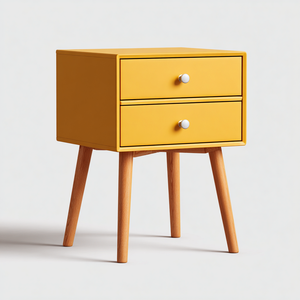 Mesita de noche madera 47x37x59 cm - amarillo - diseño moderno para dormitorio-Monoiohome