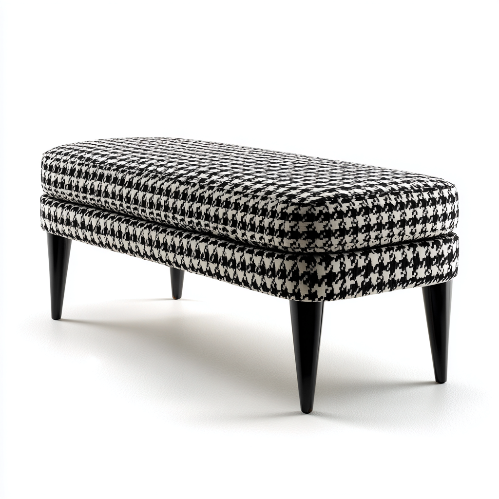Banco de pie de cama tela - madera 120x42x48 cm - blanco - negro - diseño moderno para dormitorio-Monoiohome