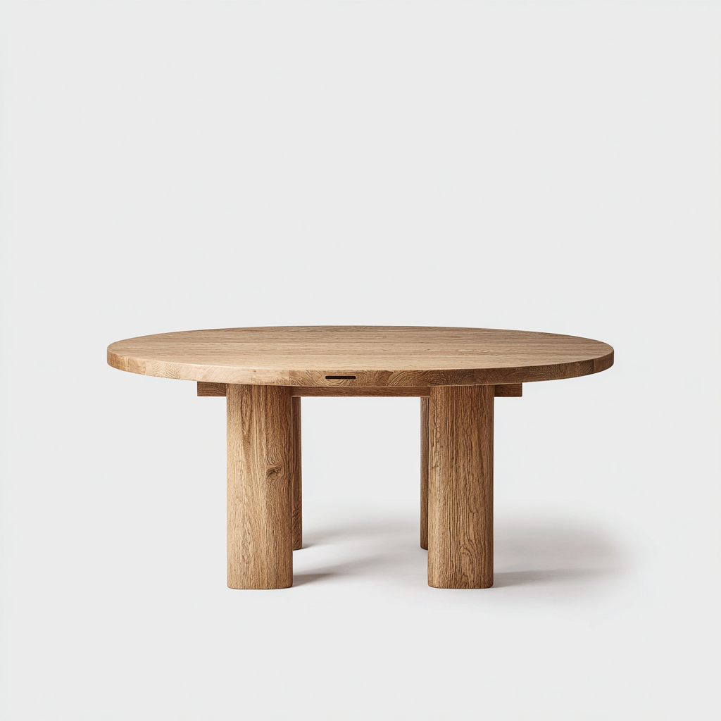 Mesa de comedor redonda madera maciza 120x120x75 cm color natural - diseño moderno - apta para comedor-Monoiohome