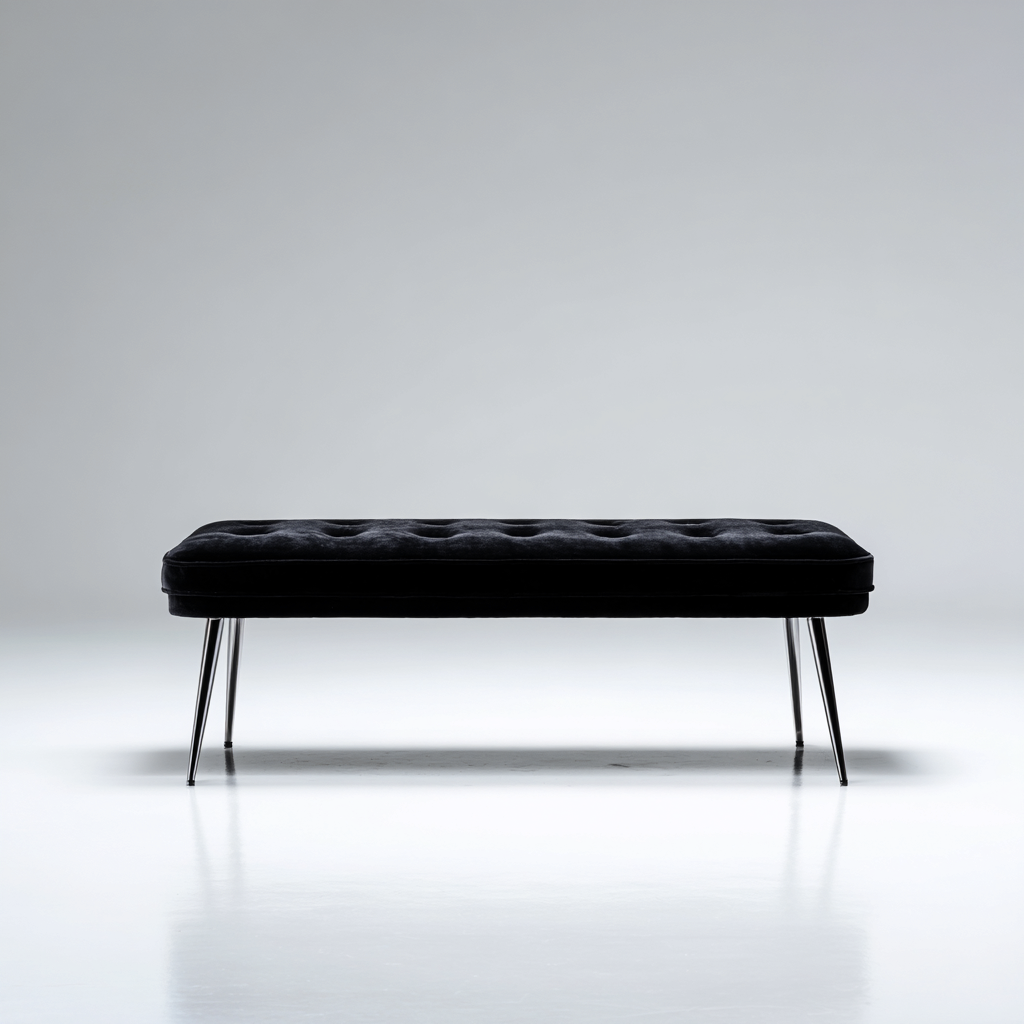 Banco de pie de cama terciopelo 115x45x48 cm - negro - diseño moderno para dormitorio-Monoiohome