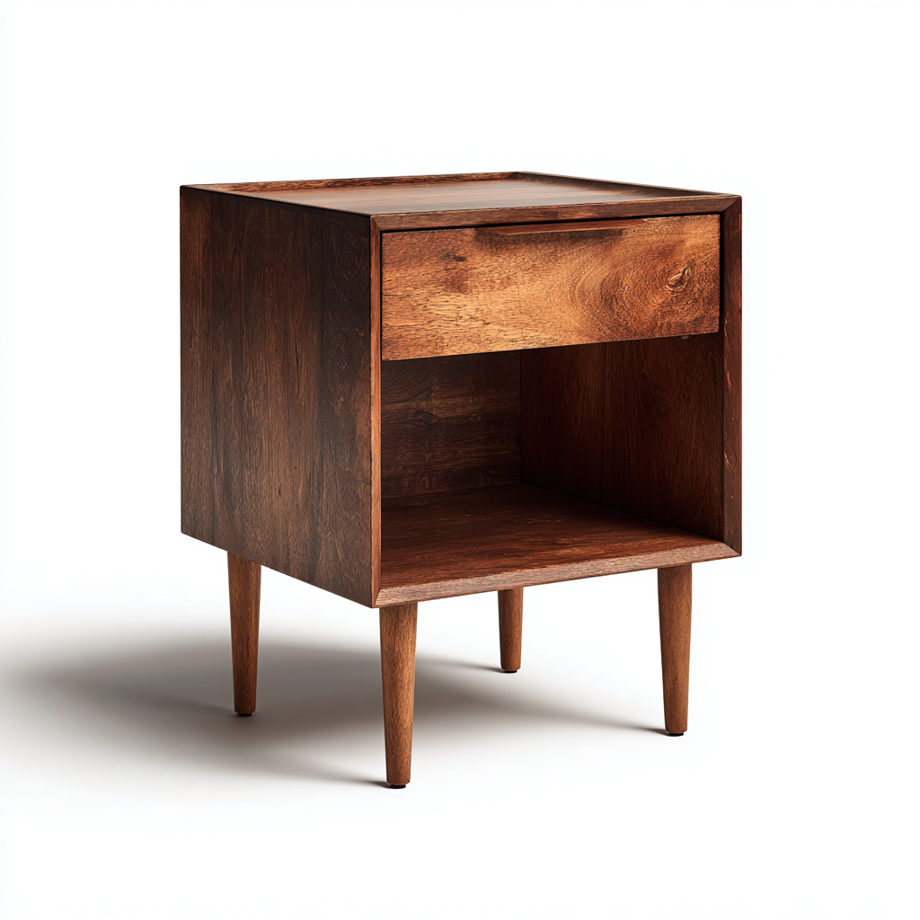 Mesita de noche madera 48x38x60 cm - color marrón - diseño moderno para dormitorio-Monoiohome