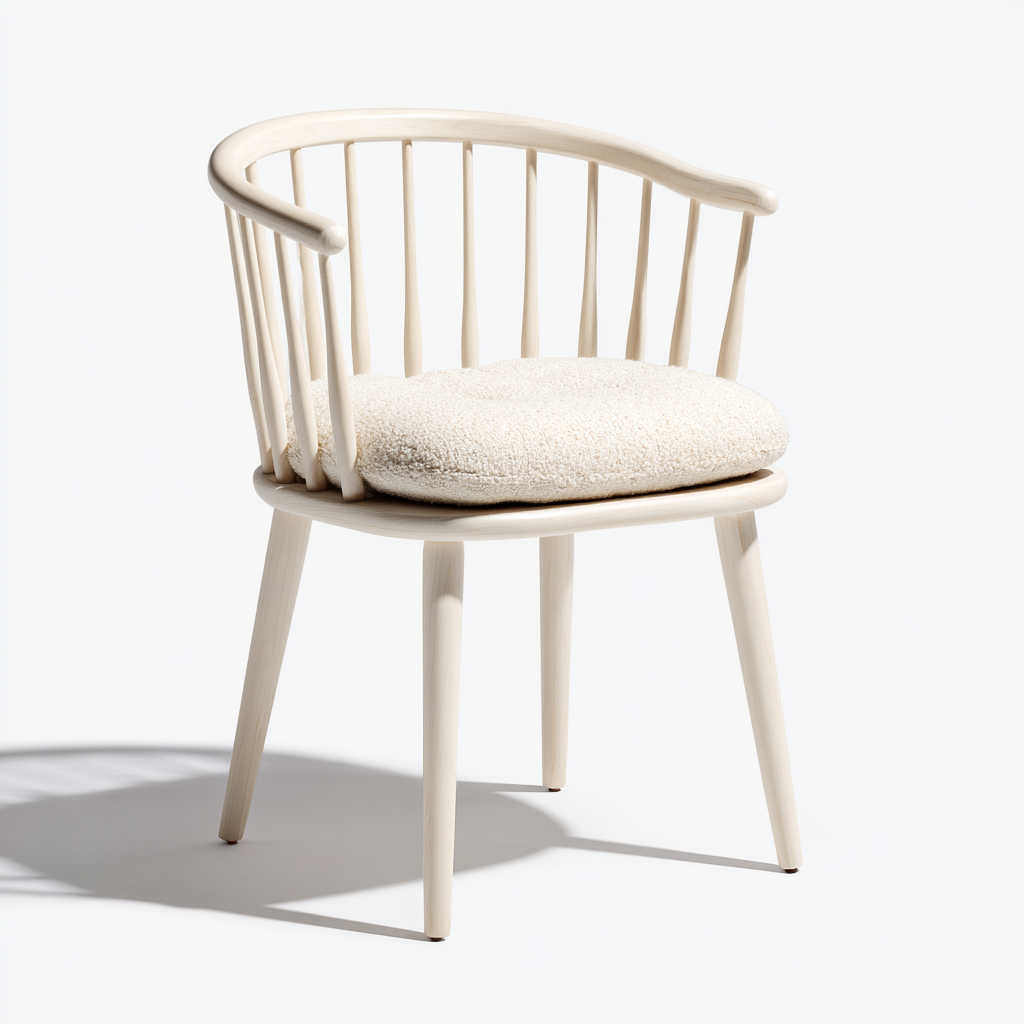 Silla de comedor madera lacada y cojín acolchado 57x54x80 cm - blanco - diseño nórdico para comedor-Monoiohome