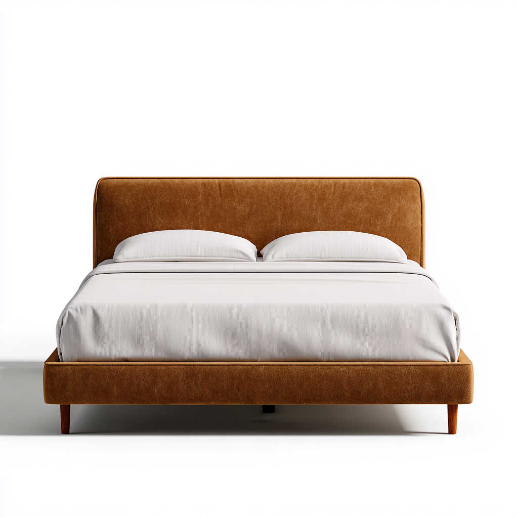 Cama doble tapizada en tela marrón - 200 x 180 x 110 - diseño moderno - apta para dormitorio-Monoiohome