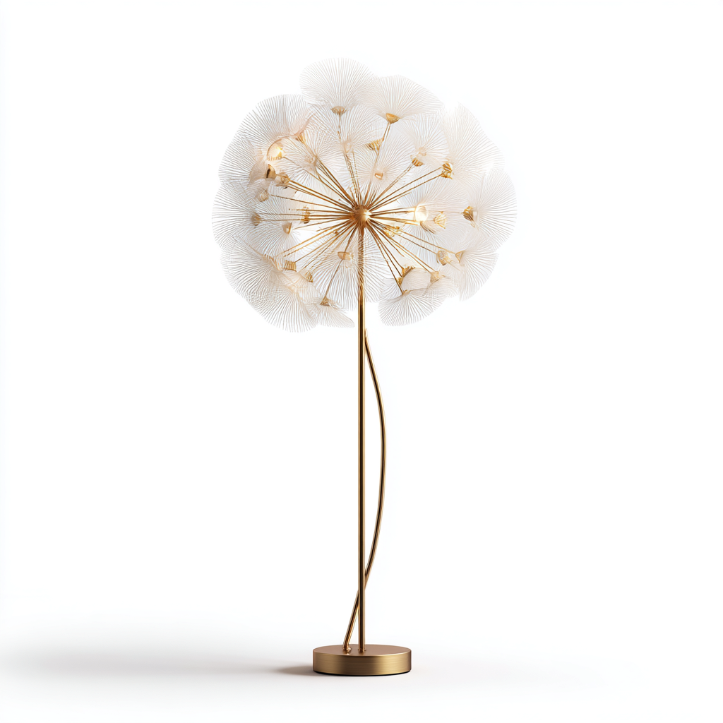 Lámpara de pie metal - vidrio 55x55x170 cm - blanco - oro - diseño artístico decorativo para salón-Monoiohome