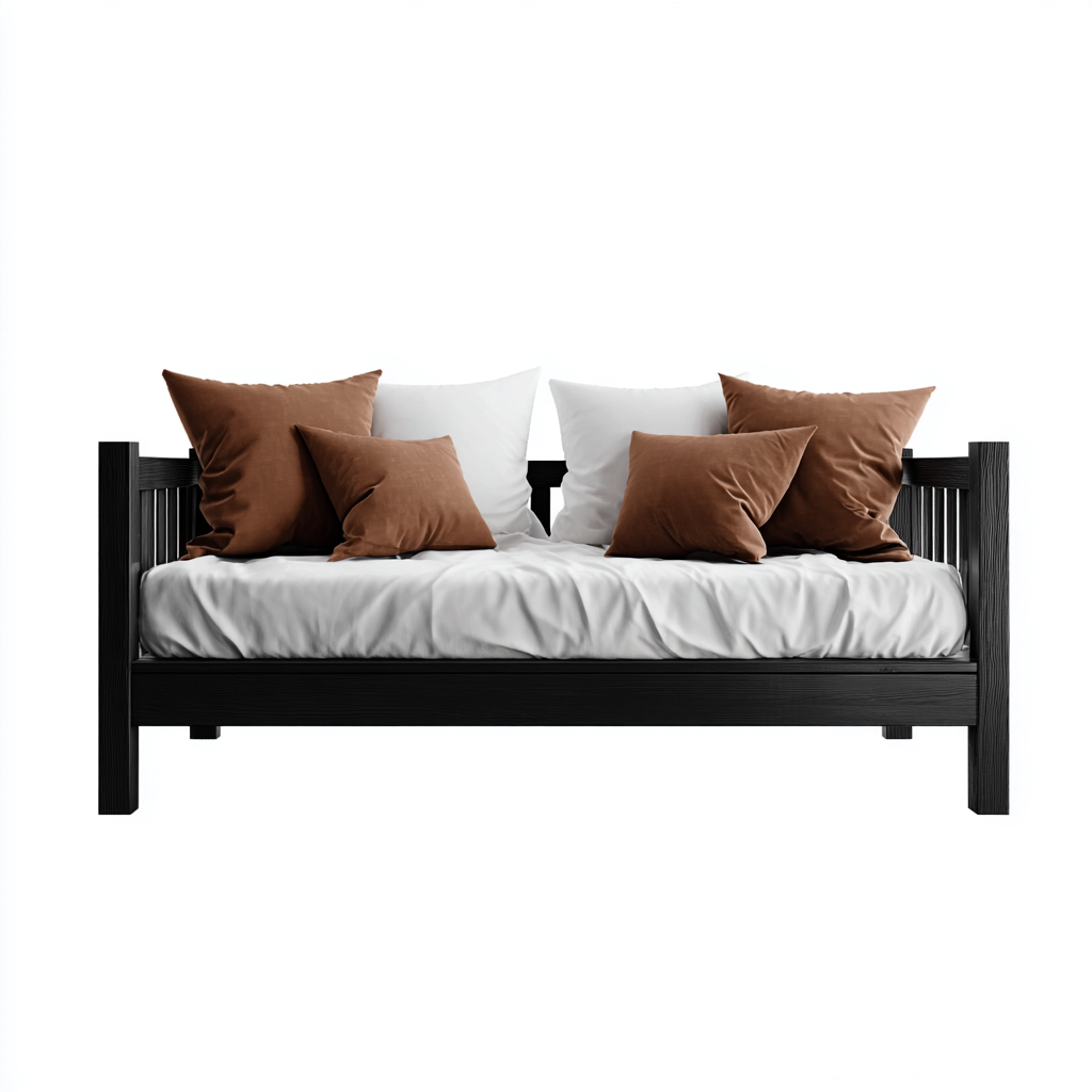 Sofá cama madera 206x97x85 cm negro apto para dormitorio estilo moderno-Monoiohome