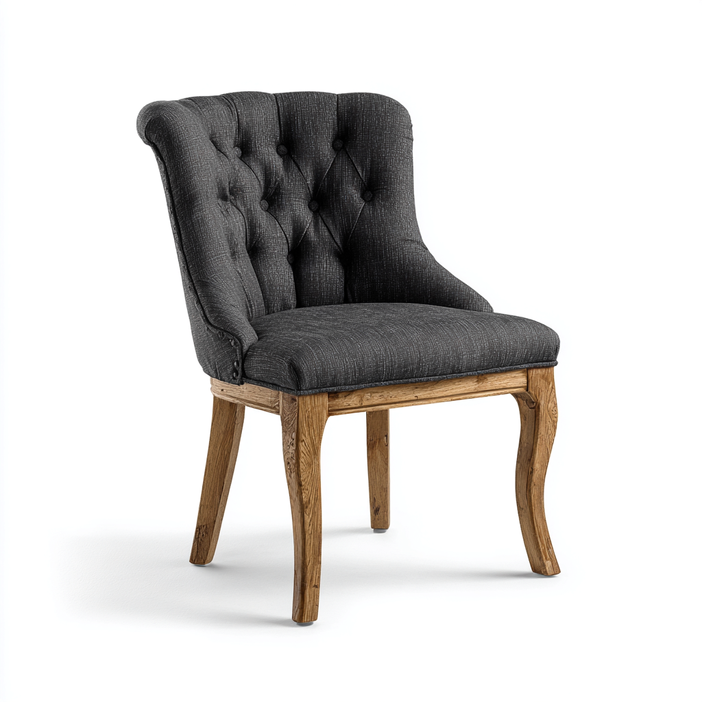 Silla de comedor tapizada 50x55x90 cm - gris oscuro - estilo clásico capitoné apta para comedor-Monoiohome