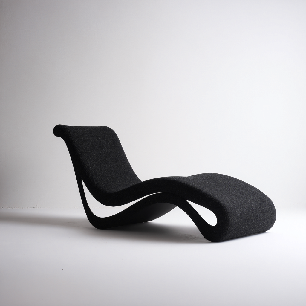 Silla reclinable tapizada 187x79x82 cm - negro - diseño moderno ondulado apta para salón-Monoiohome